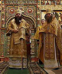 Митр. Георгий и архим. Порфирий во время паломнического визита делегации Нижегородской епархии на Соловки в 2011 г., , В Нижнем Новгороде состоится открытие выставки Соловецкого монастыря