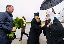 Фото Пресс-служба Патриарха Московского и всея Руси, Святейший Патриарх Московский и всея Руси Кирилл прибыл Соловецкий монастырь